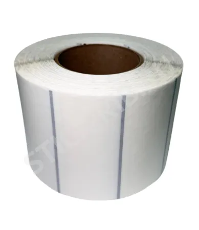 Термотрансферная этикетка 100x50 (2000), втулка 76 мм, прозрачный полипропилен, с черной меткой