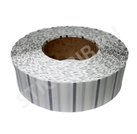 Купить термотрансферная этикетка 43x25 (5000), втулка 76 мм, прозрачный полипропилен, с черной меткой оптом