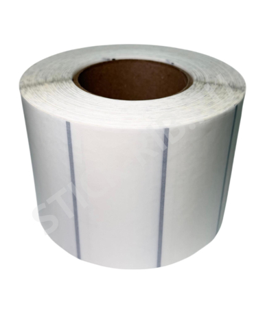 Термотрансферная этикетка 100x50 (2000), втулка 76 мм, прозрачный полипропилен, с черной меткой